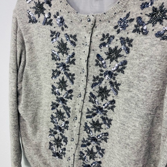 Vintage Garland Wool Rabbit Hair embellished Grey Floral Cardigan - Picture 3 of 8
